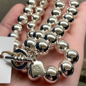 Ralph Lauren 14” silver pearls beaded necklace